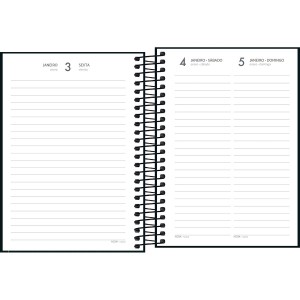 Agenda Espiral Diária 11,7 X 16,4 Cm Pepper Preta 2025 - Tilibra