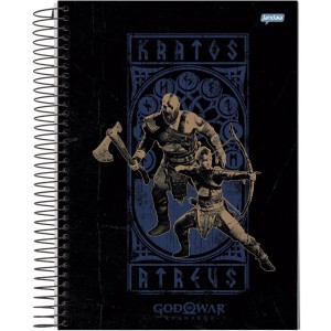 Caderno 10 Matérias Universitário Espiral God Of War Ragnarok - Jandaia