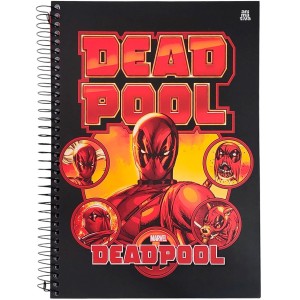 Caderno 10 Matérias Universitário Espiral Deadpool - Animativa