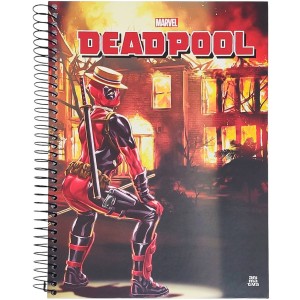 Caderno 20 Matérias Universitário Espiral Deadpool - Animativa
