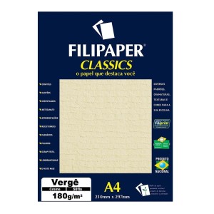 Papel Especial Vergê Creme A4 180g/m² - 50 Folhas - Filipaper