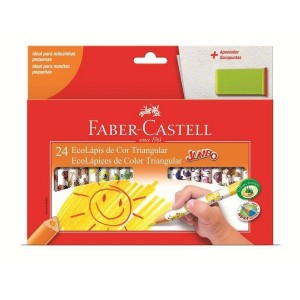 Lápis de Cor JUMBO 24 Cores Triangular + Apontador - Faber-Castell