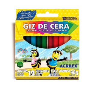 Giz de Cera 12 Cores - Kit com 12 Caixinhas - Acrilex